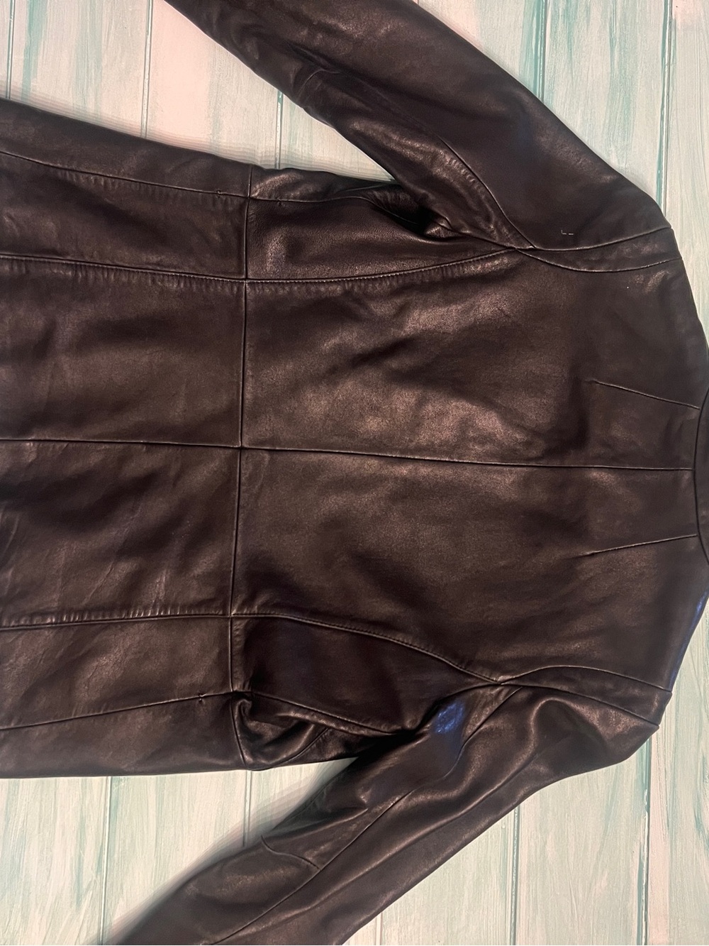 Kenneth Cole Black Leather Paneled Jacket